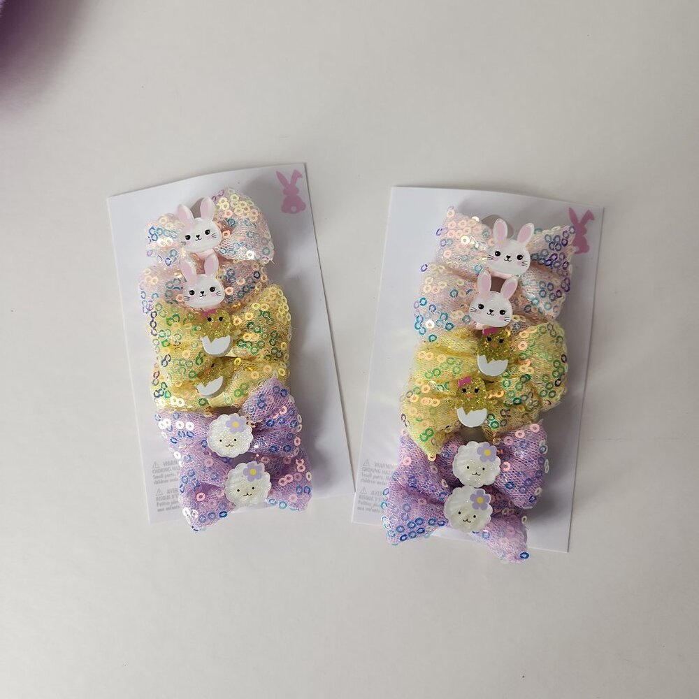Claire's Girls Easter Bunny Headband Paws Tail Costume Set + hair clips, 2 cards - Picture 5 of 10